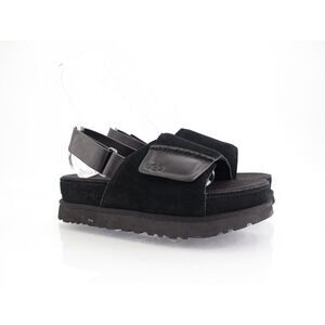 UGG Goldenstar Platform Slingback Sandal Size 12 Black Suede Flat Shoes